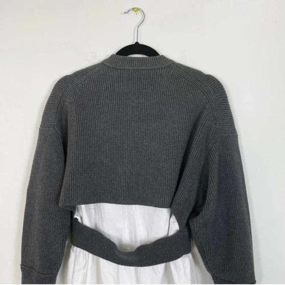 Alexander Wang Bilayer Crew Neck Oxford Cardian Sweater
